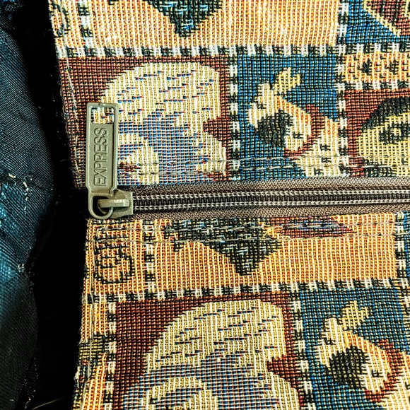 Faithful Companion Pioneer Express Canvas Rolling Shopping Bag with Dogs Vintage - Picture 10 of 16